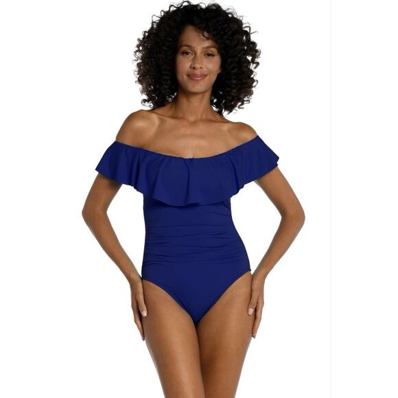 NWT La Blanca Island Goddess Off The Shoulder Ruffled One Piece Swimsuit 8 Beach - Picture 3 of 12